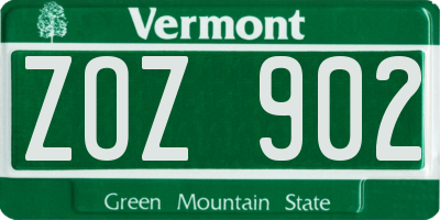 VT license plate ZOZ902