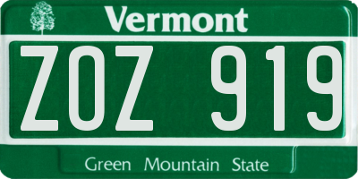 VT license plate ZOZ919