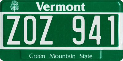 VT license plate ZOZ941