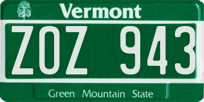 VT license plate ZOZ943