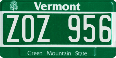 VT license plate ZOZ956