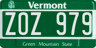 VT license plate ZOZ979