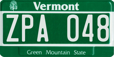 VT license plate ZPA048