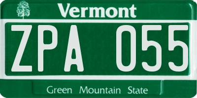 VT license plate ZPA055
