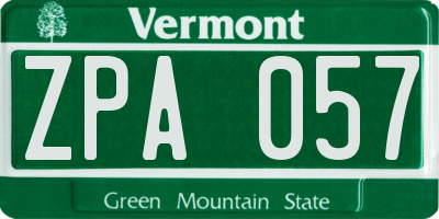 VT license plate ZPA057