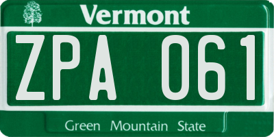 VT license plate ZPA061
