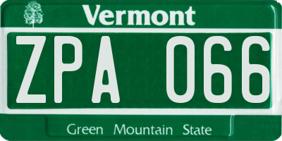 VT license plate ZPA066