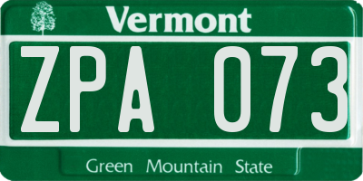 VT license plate ZPA073