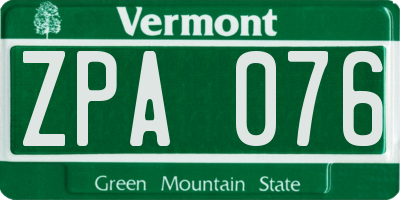 VT license plate ZPA076