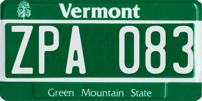 VT license plate ZPA083