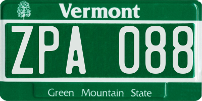 VT license plate ZPA088