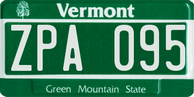 VT license plate ZPA095