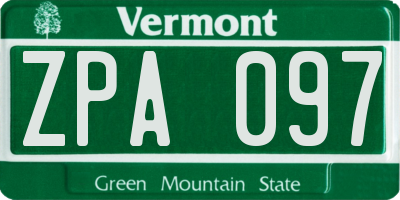 VT license plate ZPA097