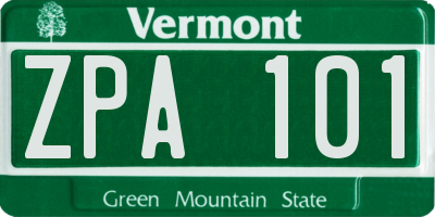 VT license plate ZPA101