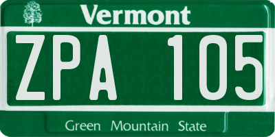 VT license plate ZPA105