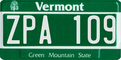 VT license plate ZPA109