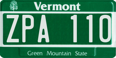 VT license plate ZPA110