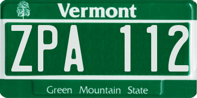 VT license plate ZPA112