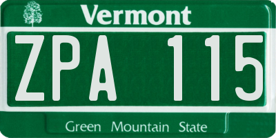 VT license plate ZPA115