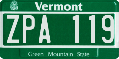 VT license plate ZPA119