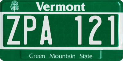 VT license plate ZPA121