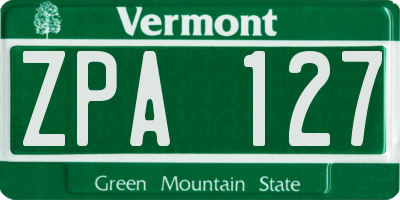 VT license plate ZPA127