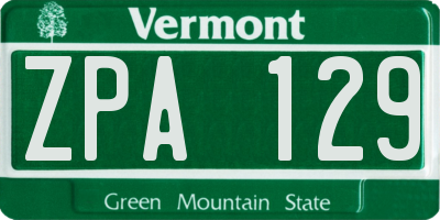 VT license plate ZPA129