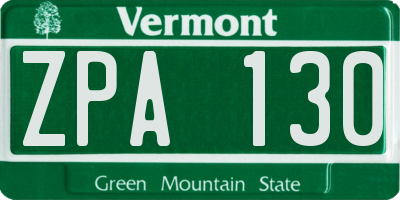 VT license plate ZPA130