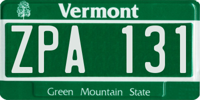 VT license plate ZPA131