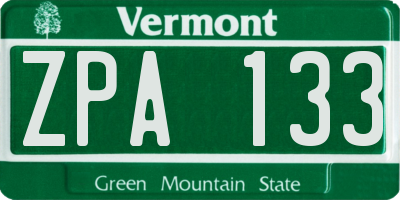 VT license plate ZPA133