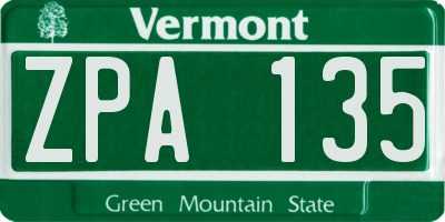 VT license plate ZPA135