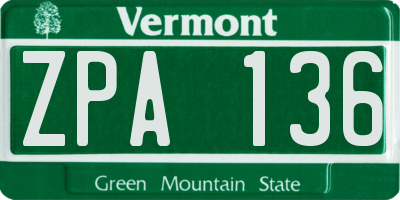 VT license plate ZPA136