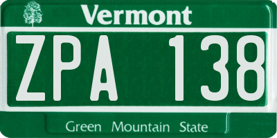 VT license plate ZPA138