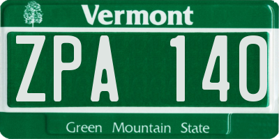 VT license plate ZPA140