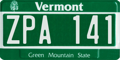 VT license plate ZPA141