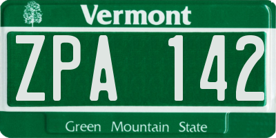 VT license plate ZPA142