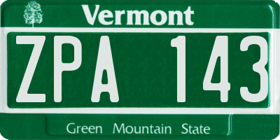 VT license plate ZPA143