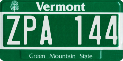 VT license plate ZPA144