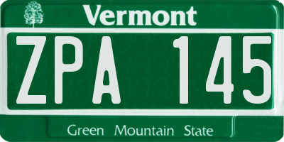 VT license plate ZPA145
