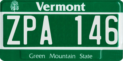 VT license plate ZPA146