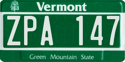 VT license plate ZPA147