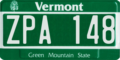 VT license plate ZPA148