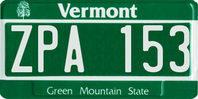 VT license plate ZPA153