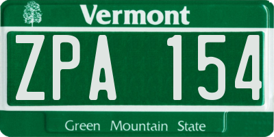 VT license plate ZPA154