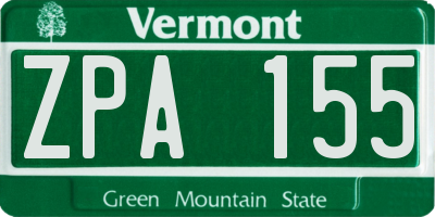 VT license plate ZPA155