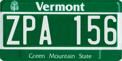 VT license plate ZPA156