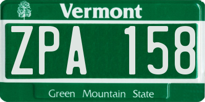 VT license plate ZPA158