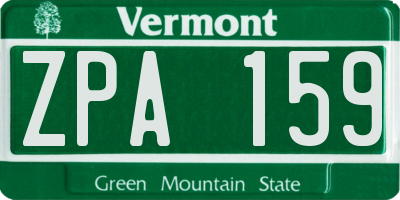 VT license plate ZPA159