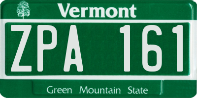 VT license plate ZPA161