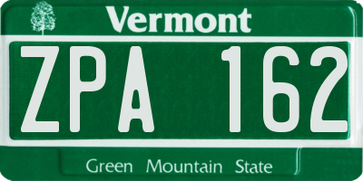 VT license plate ZPA162